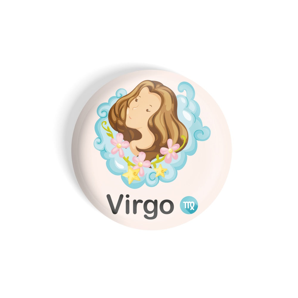 dhcrafts Round Fridge Magnet Pink Color Cute Zodiac Sign Virgo D3 Glossy Finish Design Pack of 1 (58 mm)